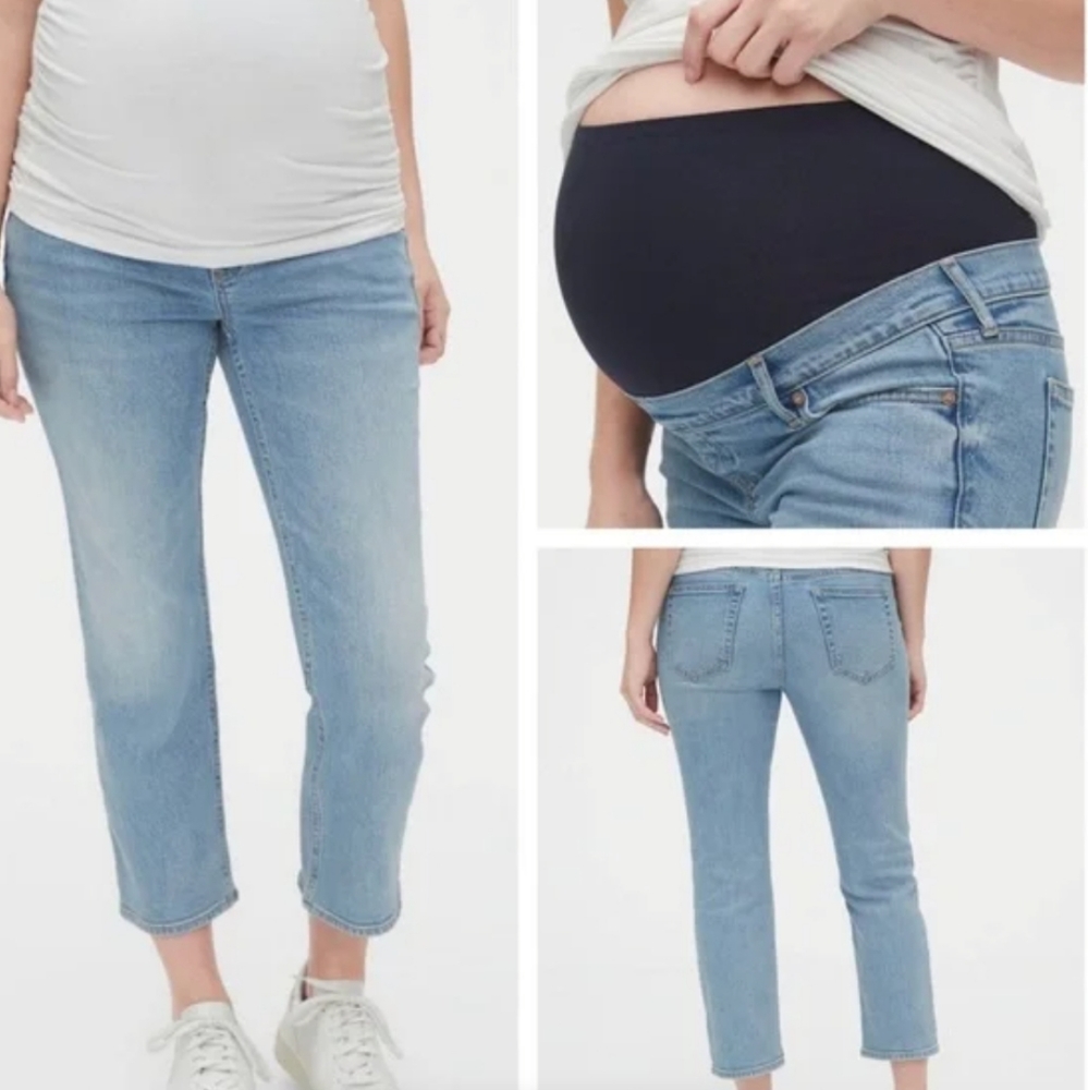 Gap Maternity Full panel crop flare light wash jeans size 32R